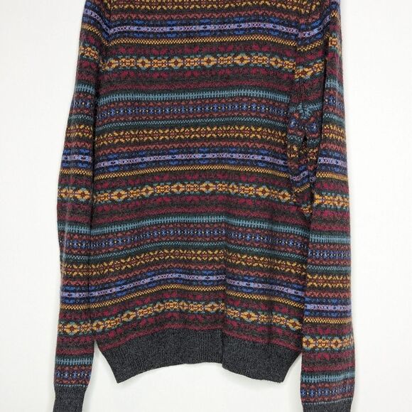 J Mclaughlin Milton Men's V Neck Pullover in FairI Isle Jacquard Knit  Cashmere - Picture 8 of 9